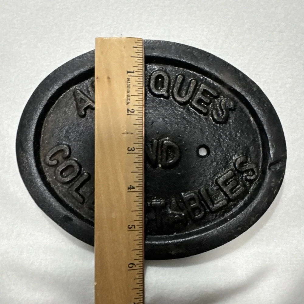 ANTIQUES COLLECTABLES  Sign 7.5 Inch Heavy  Cast Iron Oval